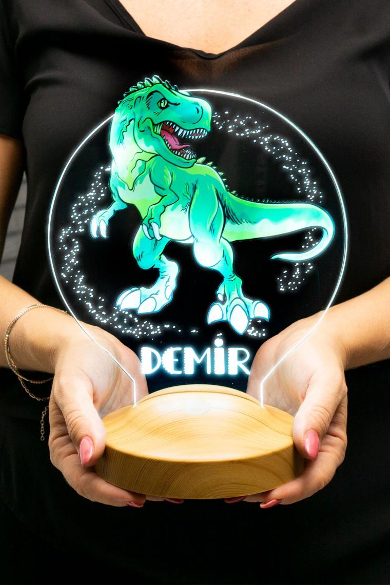 Sevgi Lambası Çocuk Hediyesi Dinozor 3D LED Lamba T-Rex Tasarımlı Çocuk Odası Gece Lambası