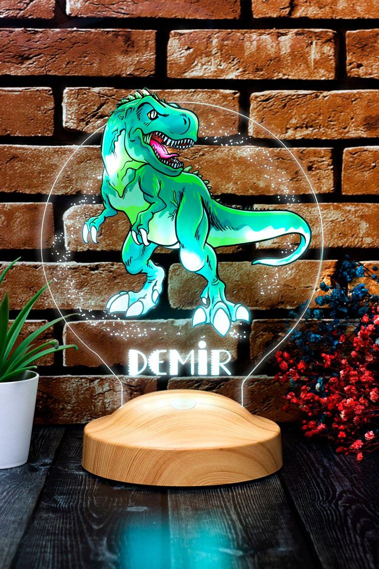 Sevgi Lambası Çocuk Hediyesi Dinozor 3D LED Lamba T-Rex Tasarımlı Çocuk Odası Gece Lambası