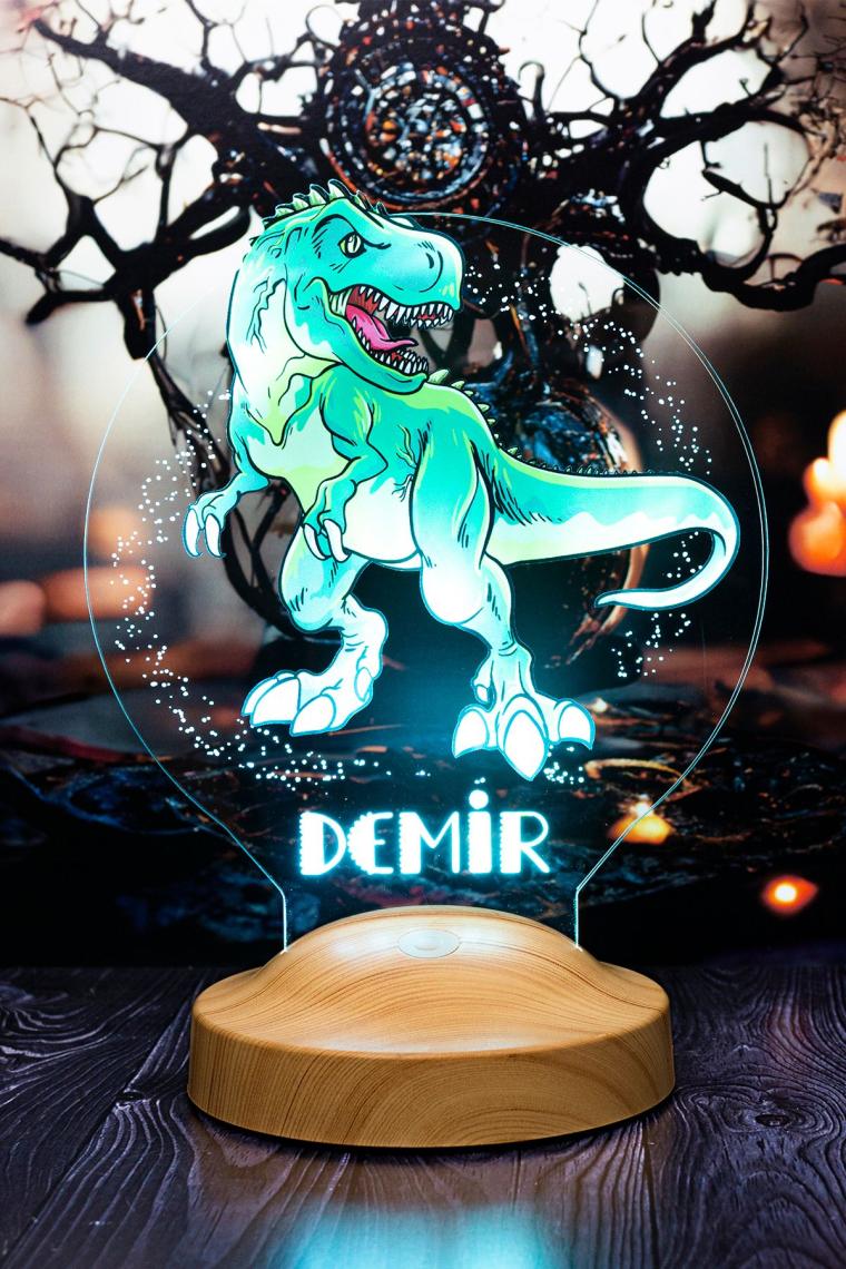 Sevgi Lambası Çocuk Hediyesi Dinozor 3D LED Lamba T-Rex Tasarımlı Çocuk Odası Gece Lambası