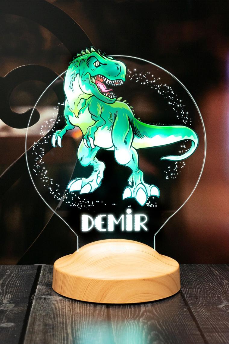 Sevgi Lambası Çocuk Hediyesi Dinozor 3D LED Lamba T-Rex Tasarımlı Çocuk Odası Gece Lambası