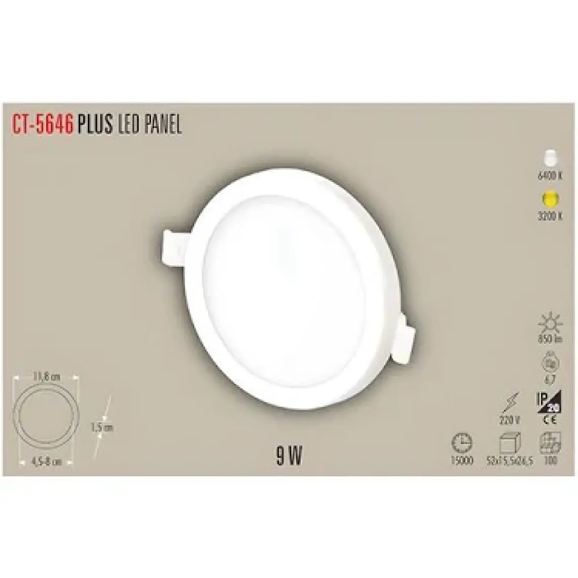 Cata Ct 5646 B  9 W Led Spot Beyaz Işık Ayarlı Delik Çapı
