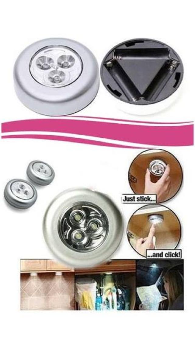 ACR Kablosuz Spot Pilli Dokunmatik LED Lamba 3 Ledli Dolap Lambası