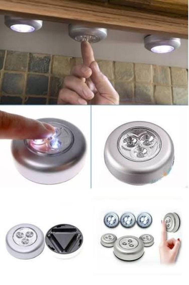 ACR Kablosuz Spot Pilli Dokunmatik LED Lamba 3 Ledli Dolap Lambası