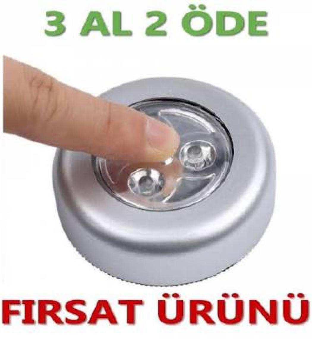 ACR Kablosuz Spot Pilli Dokunmatik LED Lamba 3 Ledli Dolap Lambası