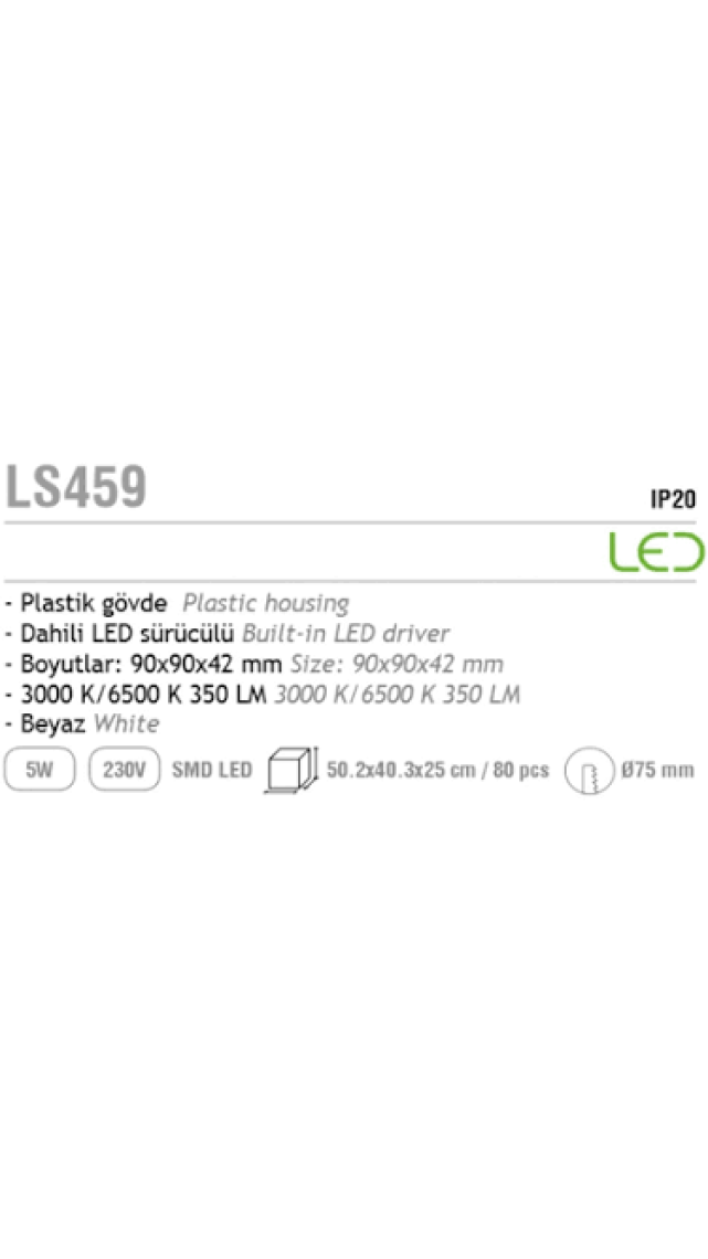 Jupiter 5W Kare Hareketli Led Spot Beyaz Işık (6500K) Ls459 B
