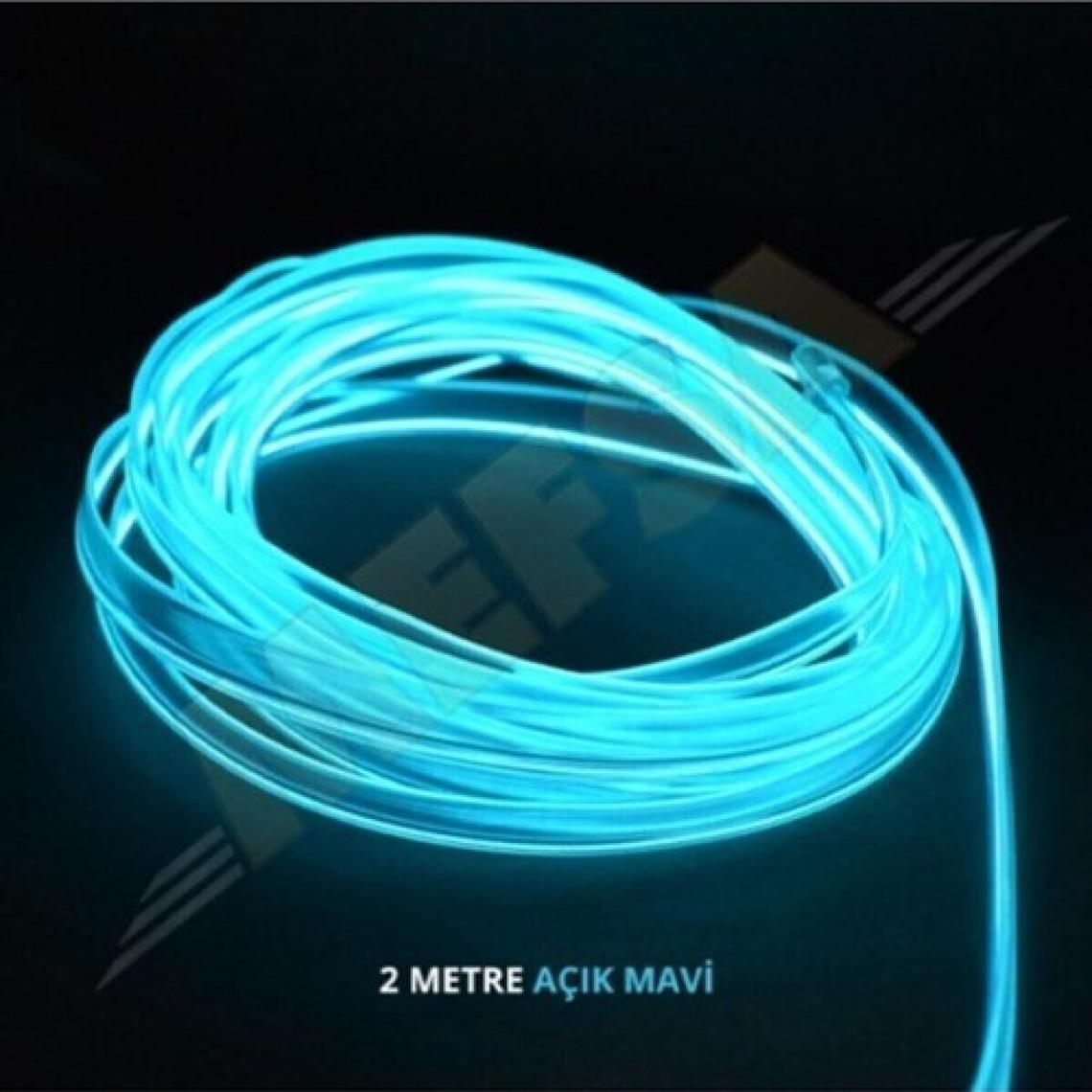 Sts Oto Aksesuar Araç Araba Içi Torpido Ledi Renkli Ip Neon Ip Led 2 Metre Buz Mavi Neon