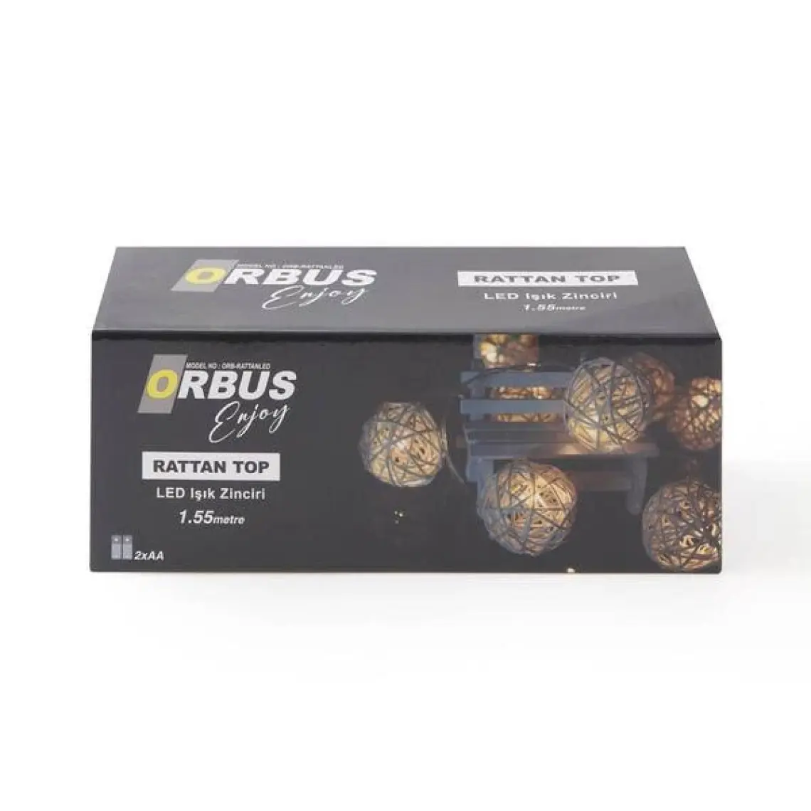 Orbus Rattan Top LED Işık - 10 Adet Örgü Işık Topu Pilli 1.5metre