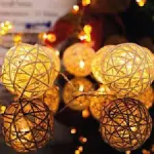 Orbus Rattan Top LED Işık - 10 Adet Örgü Işık Topu Pilli 1.5metre