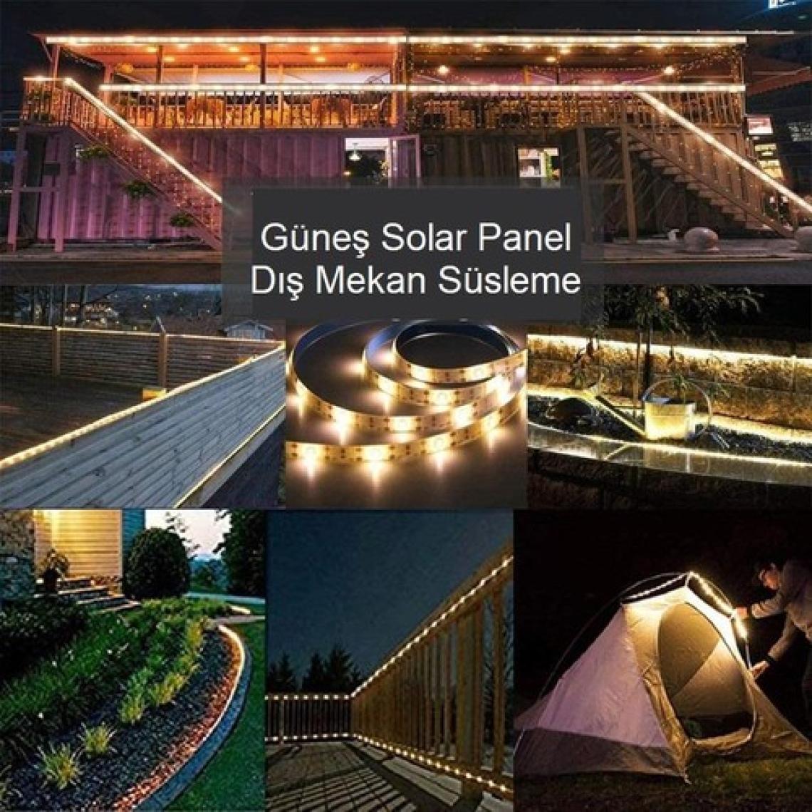 Upway Güneş Enerjili Solar Aydınlatma Rgb 3 Metre Silikonlu Şerit LED Ev Bahçe Süsleme Dekor