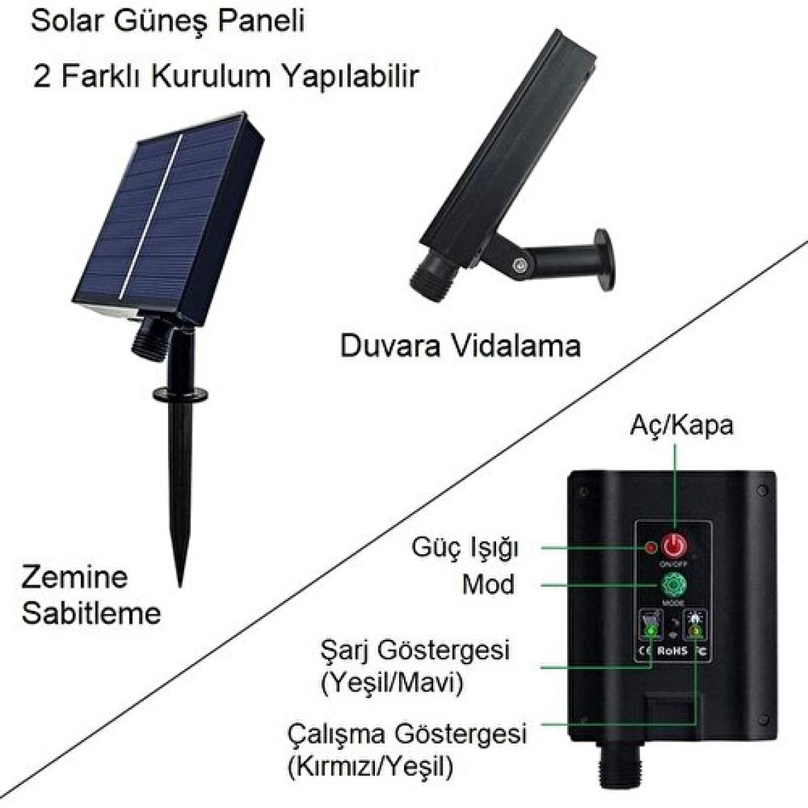 Upway Güneş Enerjili Solar Aydınlatma Rgb 3 Metre Silikonlu Şerit LED Ev Bahçe Süsleme Dekor