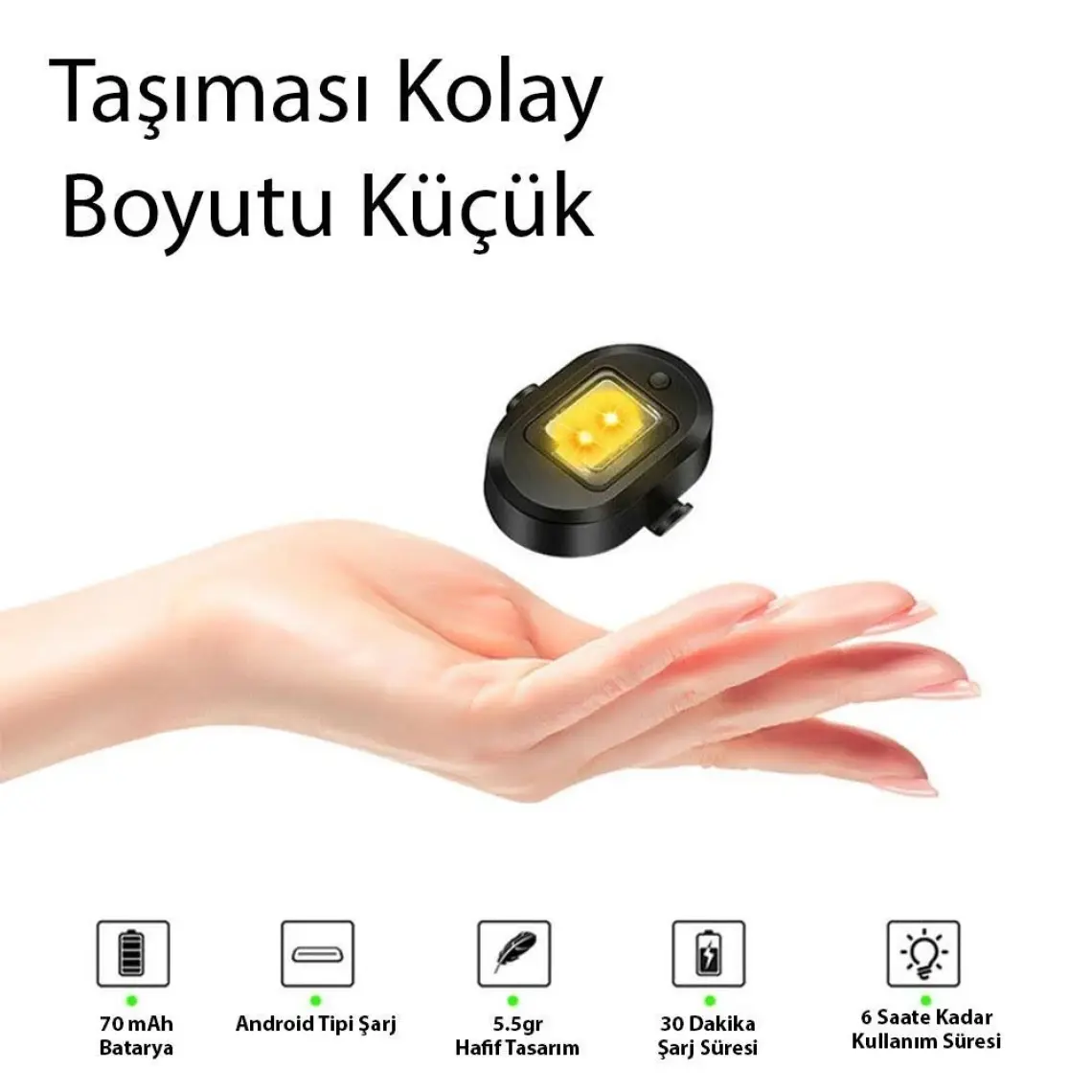 Techmaster Rgb Manyetik 7 Renk Drone Bisiklet Motorsiklet Şarjlı Mini LED Lamba