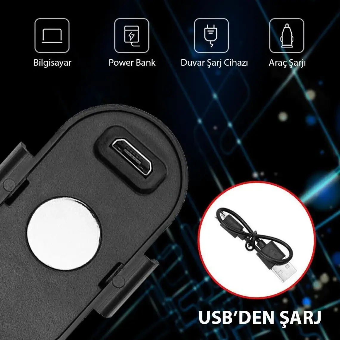 Techmaster Rgb Manyetik 7 Renk Drone Bisiklet Motorsiklet Şarjlı Mini LED Lamba