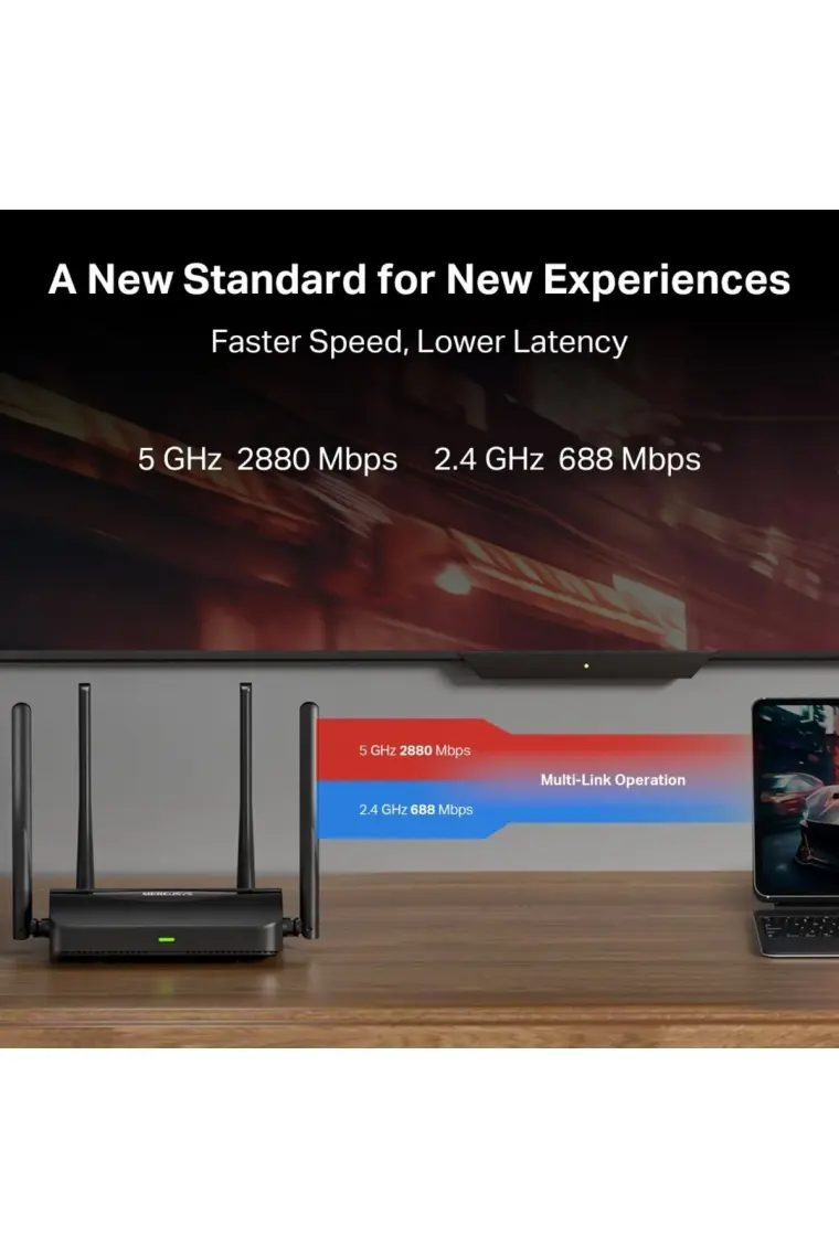 Mercusys MR25BE | Wi‑Fi 7 Router | BE3600 Mbps Hız | Dual‑Band | Fiber Destekli | 2.5Gbps WAN & LAN | Gigabit Portlar | MU‑MIMO | Beamforming | EasyMesh | Hızlı 4K/8K Streaming & Oyun | Kolay Kurulum