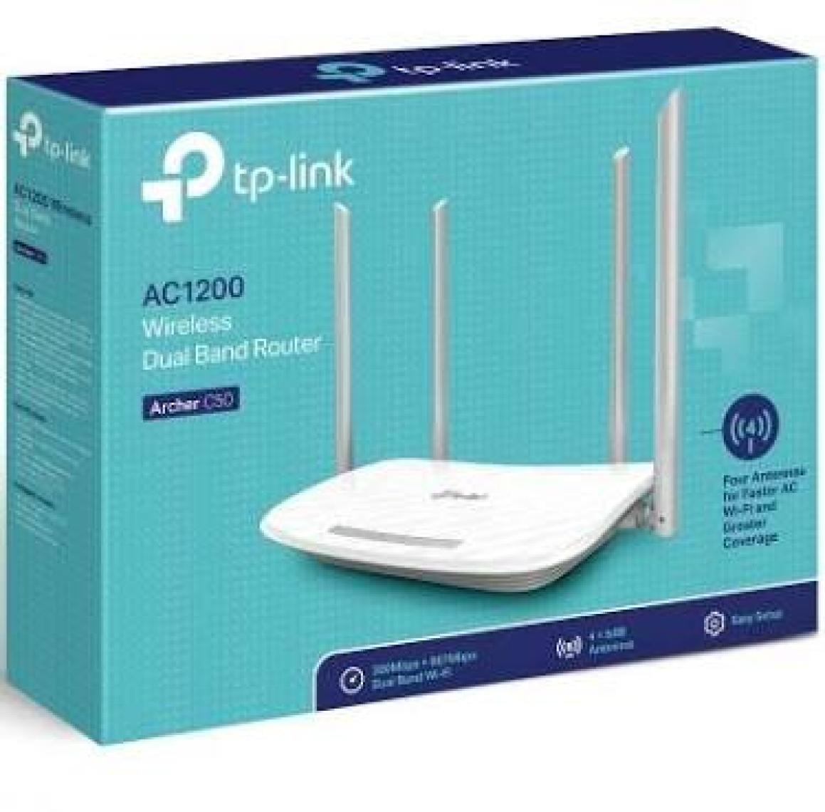 TP-Link Archer C50 | Dual-Band Wi-Fi 5 Router | AC1200 Mbps | MU-MIMO | Beamforming | All-in-one Modları (Router | Access Point | Range Extender)