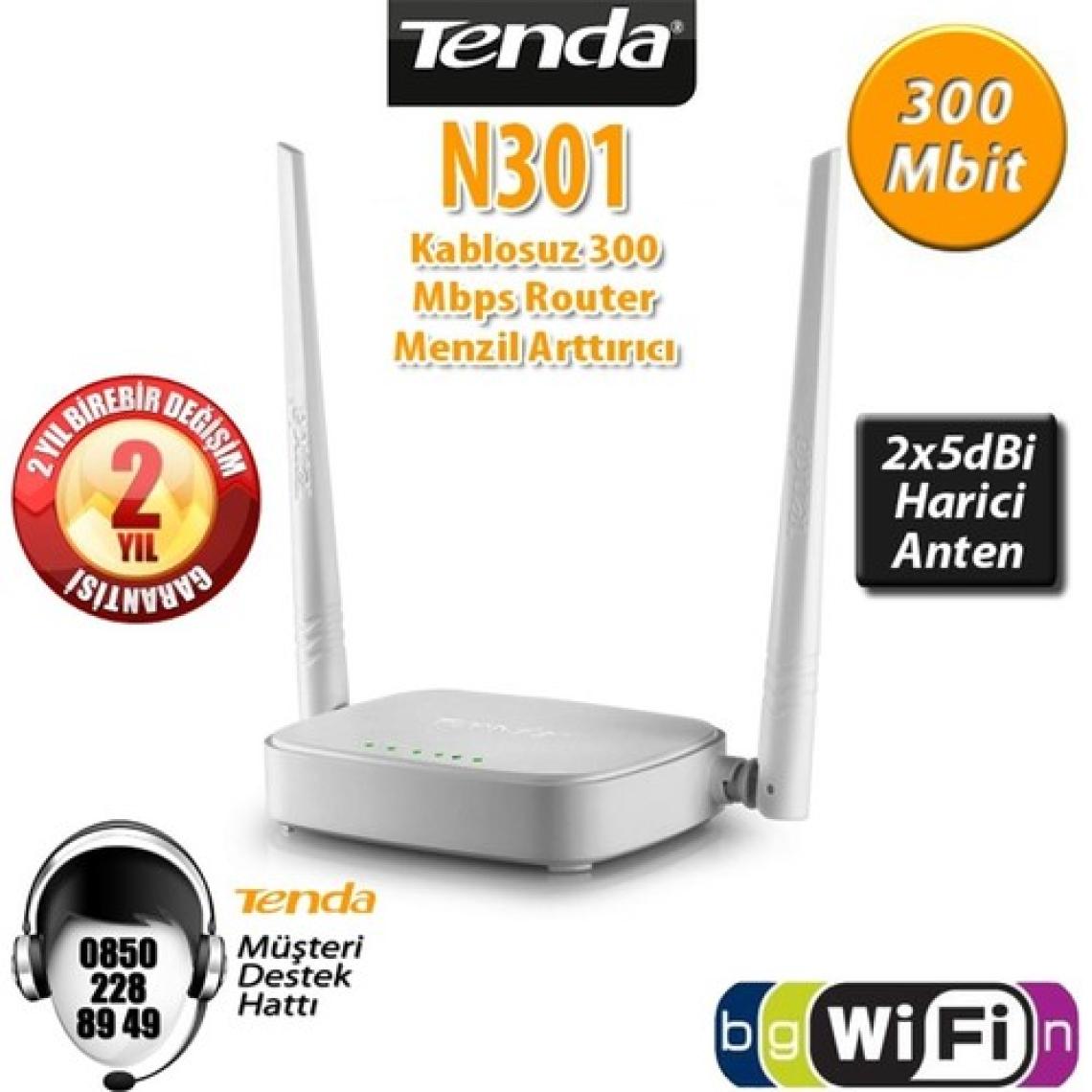 Tenda N301 300 Mbps 4 Port Router 2 Anten