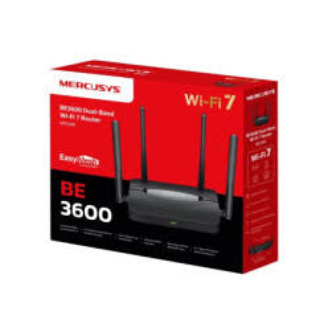 Mercusys MR25BE | Wi‑Fi 7 Router | BE3600 Mbps Hız | Dual‑Band | Fiber Destekli | 2.5Gbps WAN & LAN | Gigabit Portlar | MU‑MIMO | Beamforming | EasyMesh | Hızlı 4K/8K Streaming & Oyun | Kolay Kurulum