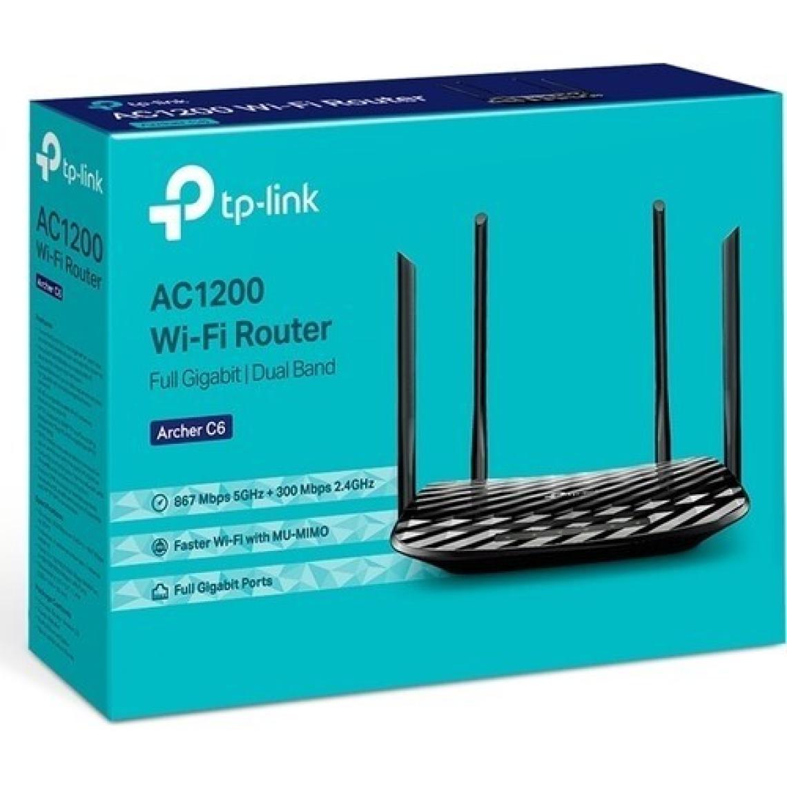 TP-Link Archer C6 | Dual-Band Wi-Fi 5 Router | AC1200 Mbps | 4 Gigabit LAN Bağlantı Noktası | MU-MIMO | Beamforming | WPA3 | Access Point Modu | Ebeveyn Denetimleri