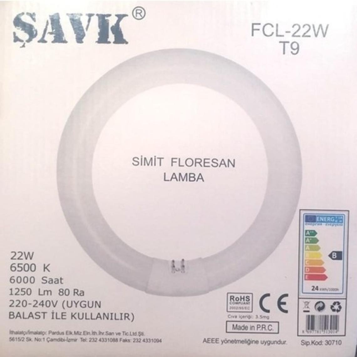 Şavk 22W Simit Floresan G10Q 22W/865