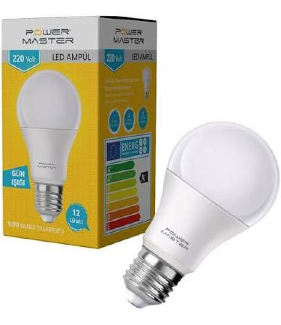 Powermaster PMLED-12G E27 850LMN 12 Watt 220 Volt 3200K Gün Işığı LED Ampul