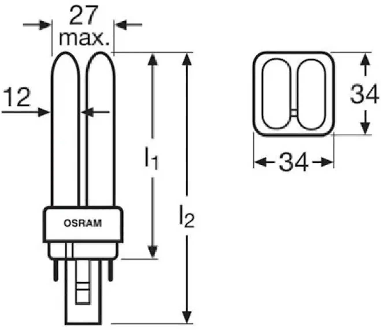 Osram Dulux D 26W Sarı Işık Geçme Soketli Lamba - 2Pın - Dd.26/41-827