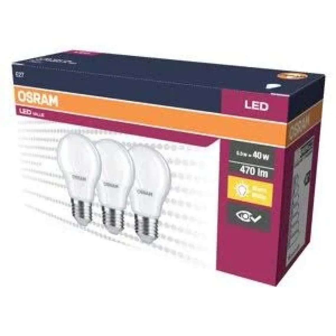 Osram Led Value 4,9W Sarı Işık E-27 470lm Ampul  3 lü Paket