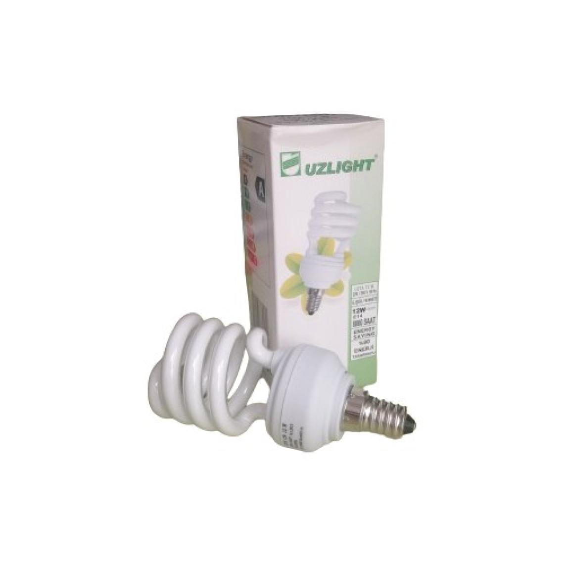 Uzlight 12W Spiral Tasarruflu Ampul Sarı Işık E14 İNCE DUY 10'lu Paket