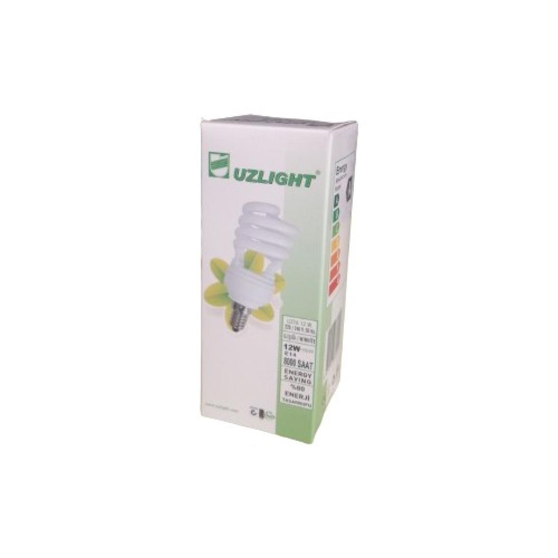 Uzlight 12W Spiral Tasarruflu Ampul Sarı Işık E14 İNCE DUY 10'lu Paket