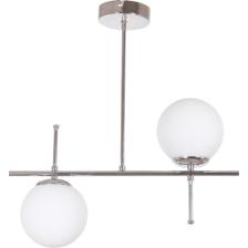 Fer Avize Çello Modern Tasarım Metal Krom Renk Beyaz Camlı Yemek Masası Üstü -Salon 2 Li Avize