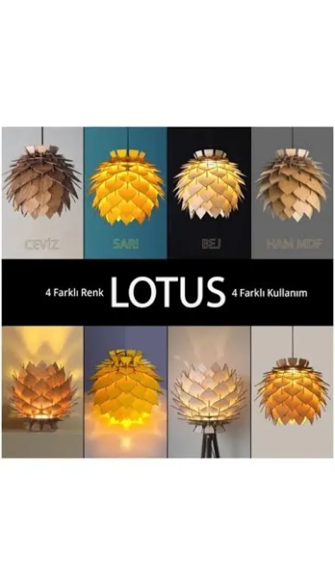 Design Otto Lotus Dekoratif Avize Sarkıt Abajur Lambader Şapkası
