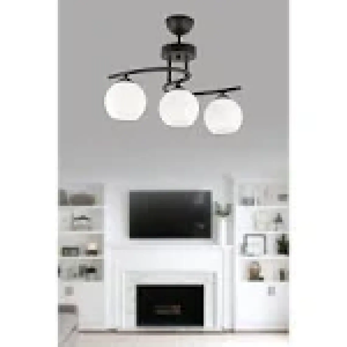 Fer Avize Fuji Modern Dekoratif Siyah Renk Beyaz Camlı Salon - Mutfak - Yatak Odası 3 Lü Avize