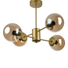 Woodhub Seul Modern Tasarım Salon Yemek Odası Mutfak Eskitme Renk Bal Camlı Sarkıt 4 Lü Avize