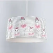 instababyrooms Pembe Balerin Tavşan Desenli Çocuk Odası Dijital Baskılı Sarkıt Avize