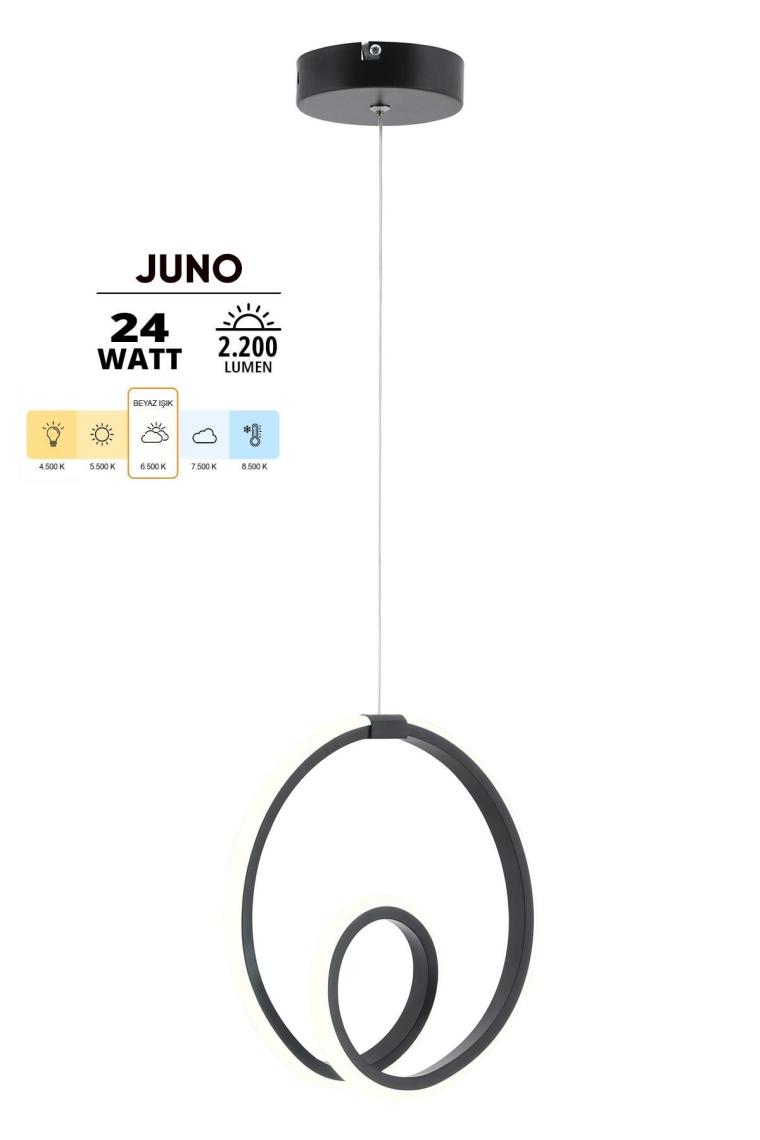 Dekorluna Juno Siyah Modern LED Avize