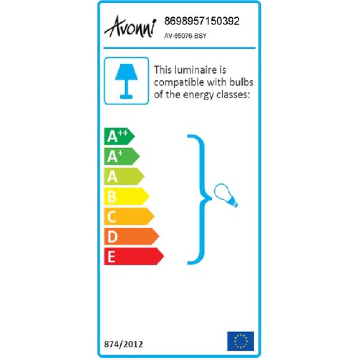 AVONNI AV-65076-BSY Siyah Boyalı Modern Avize E27 Metal Cam 20x20cm