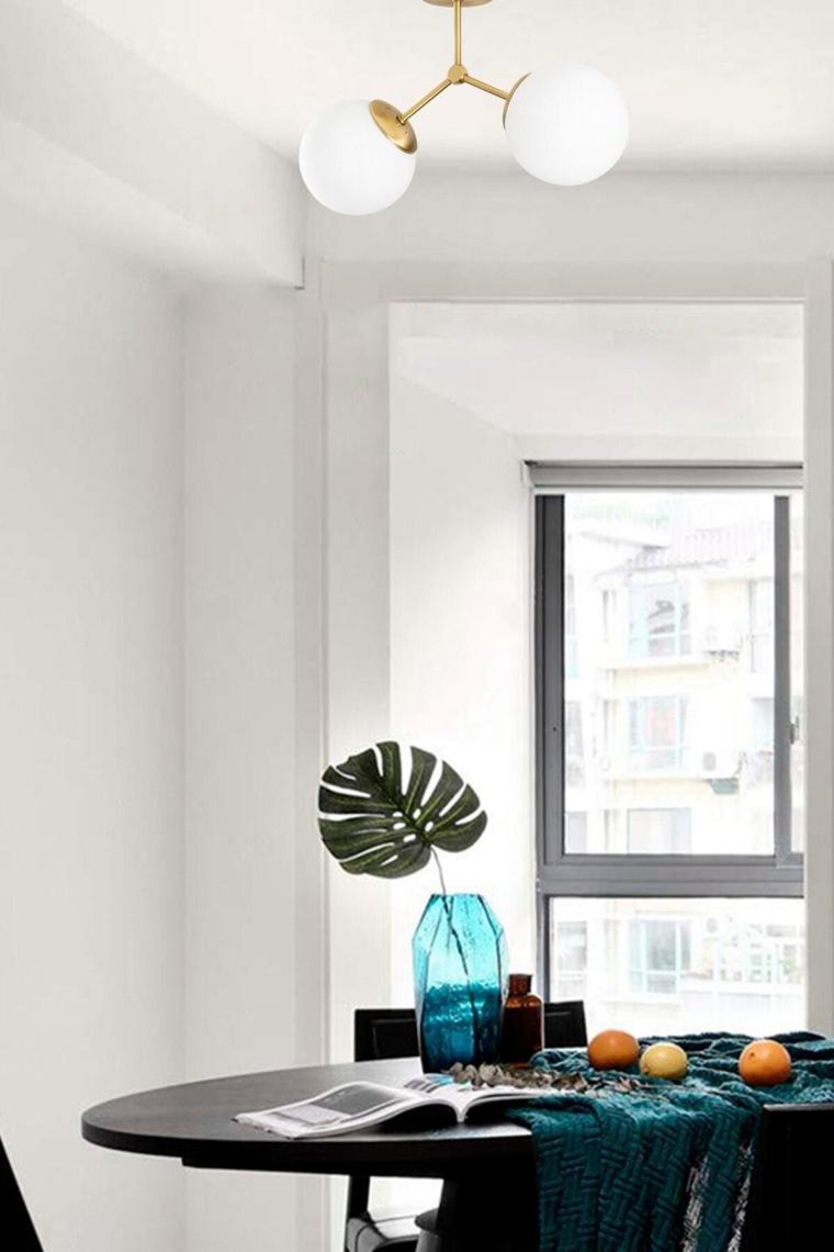 Ikili Eskitme Modern Akrobat Model Beyaz Glop Camlı Avize