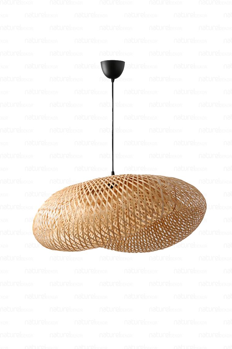 Woodhub Bambu Elips Sarkıt Avize Lamba 80 cm  - Iskandinav, Modern, Bohem, Rattan Aydınlatma