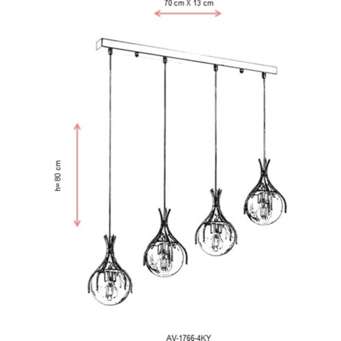 AVONNI AV-60161-4KY Krom Kaplama Modern Avize E27 Metal Cam 70x13cm