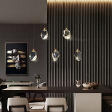 A+ Luxury Modern Kristalize Cam Sarkıt Beşli Sıralı Led Avize Gold Sarı