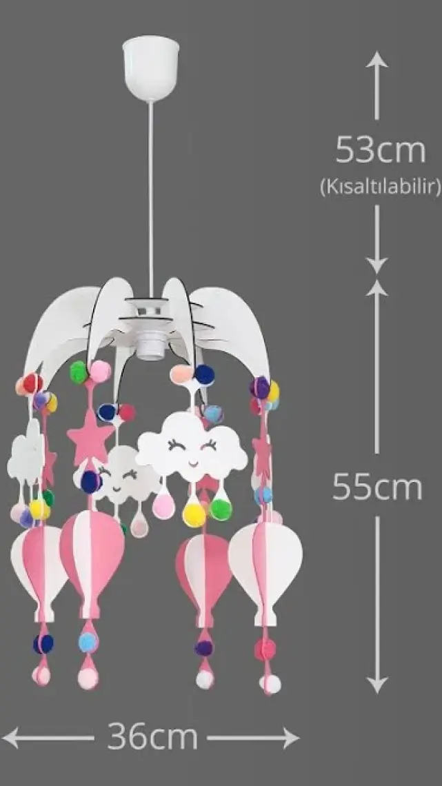 Mingitav Design Otto Dream Light Dekoratif Çocuk Odası Avizesi Bebek Odası Avizesi Pembe