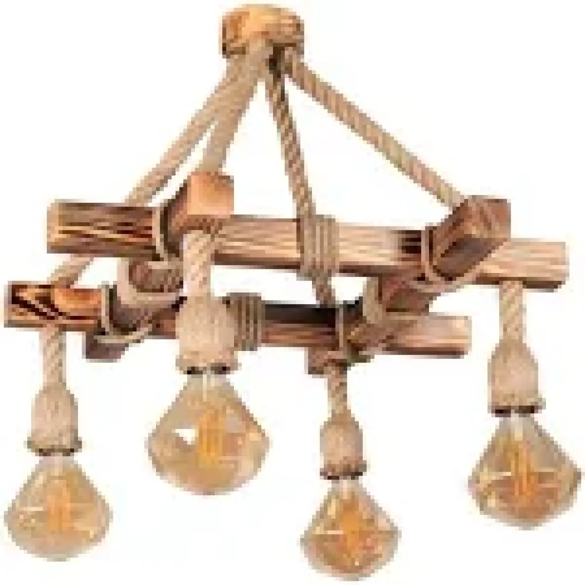 Woodhub Vintage Ahşap Dekoratif 4'lü Otantik Avize  Ürün ALS04