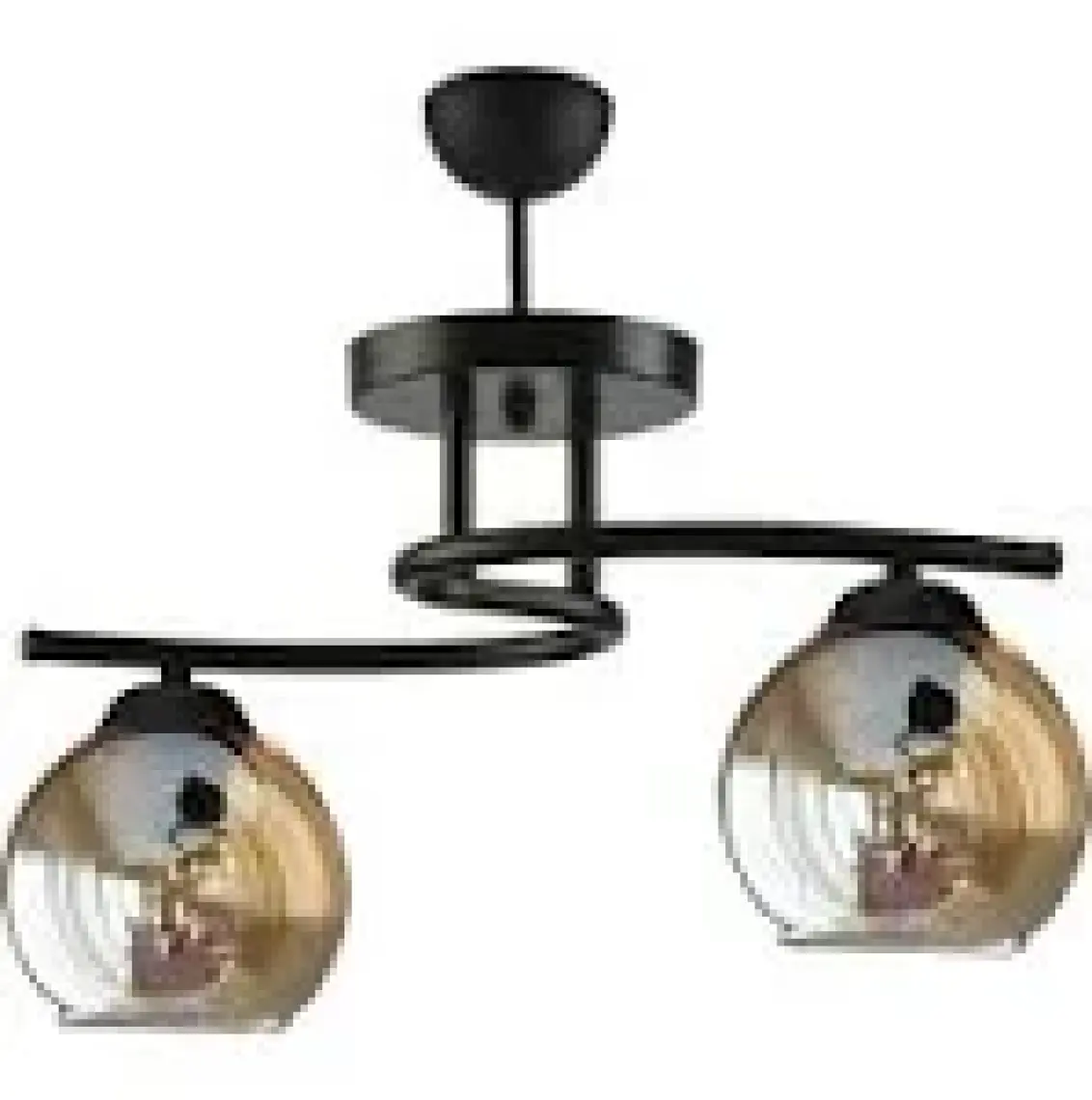 Fer Avize  Fuji Modern Dekoratif Siyah Renk Bal Camlı 2'li Avize