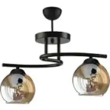 Fer Avize  Fuji Modern Dekoratif Siyah Renk Bal Camlı 2'li Avize