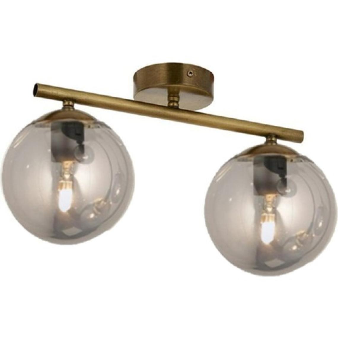 Lambadar Gold Ikili Modern Füme Camlı Plafonyer Avize