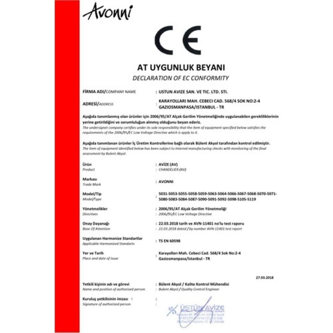 AVONNI AV-5063-1E Eskitme Kaplama Modern Avize E27 Metal Cam 30cm
