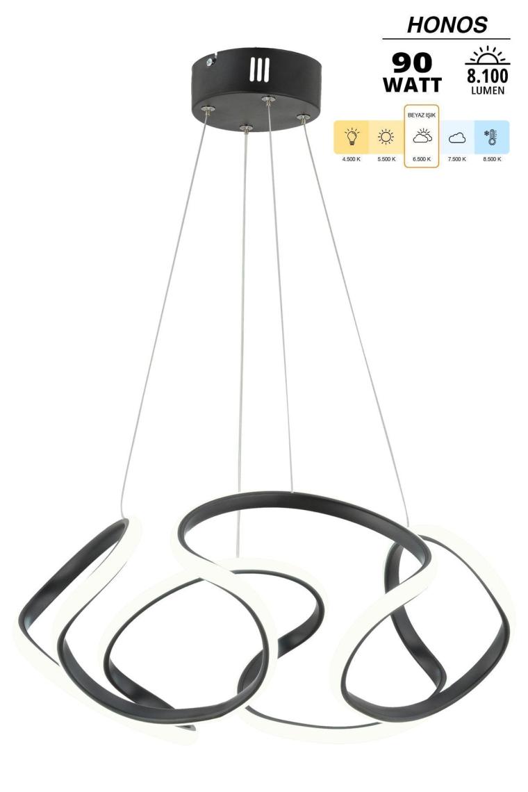 Dekorluna Honos Siyah Modern LED Avize