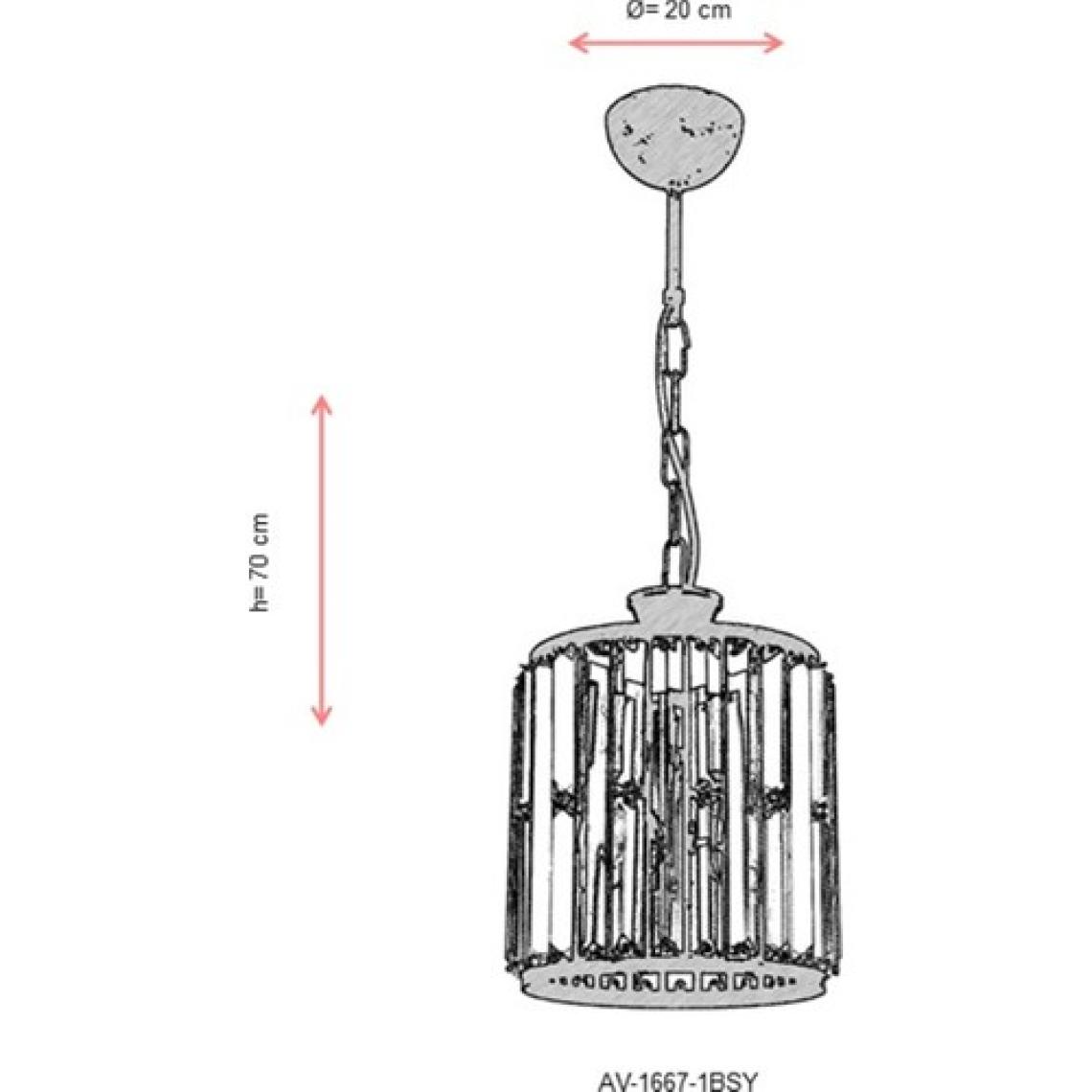 AVONNI AV-60029-1BSY Siyah Boyalı Modern Avize E27 Metal Kristal 20cm