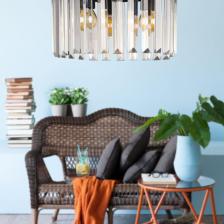 Sitrus 3.lü Siyah Lux Kristal Taşlı Avize
