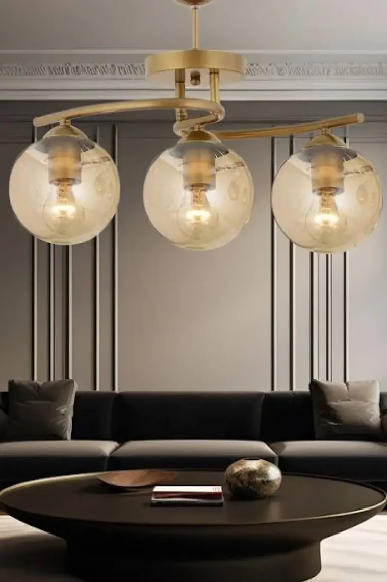 Elite 3Lü Eskitme Bal Camlı Modern Mutfak Yatak odası Salon Avize