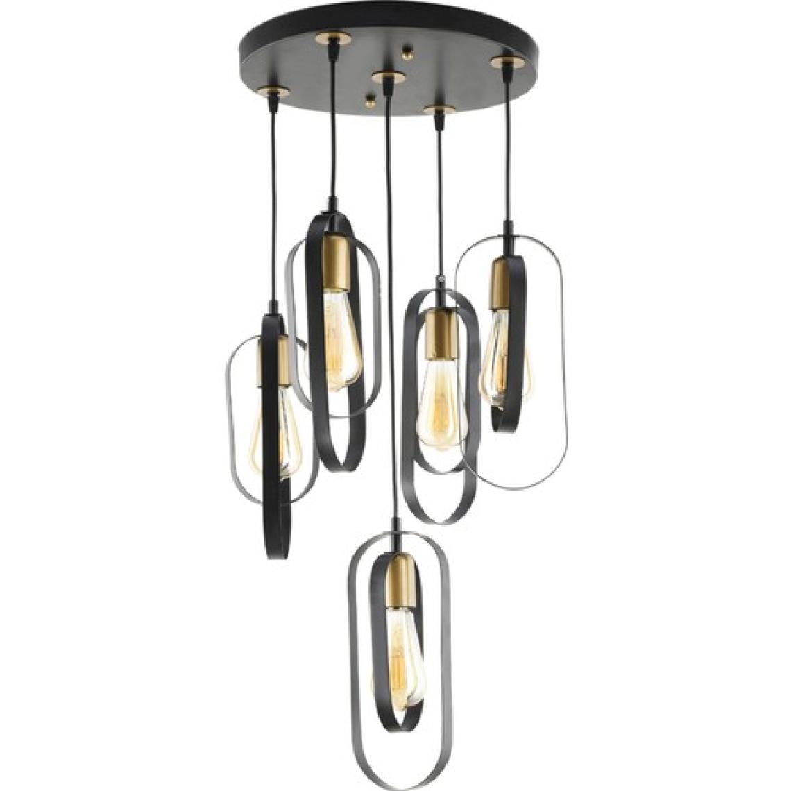 Woodhub 71-80 cm Koza 5li Yuvarlak Siyah Modern Genç Odası Mutfak Retro Salon Sarkıt Avize Metal 40 x 40 Sa