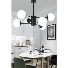 Modern Siyah Kasa Beyaz Cam 6 Lı Avize